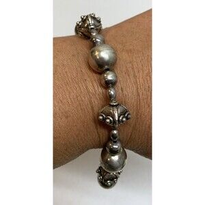 Vintage Sterling Silver Plated Celtic Beaded Charm Bracelet